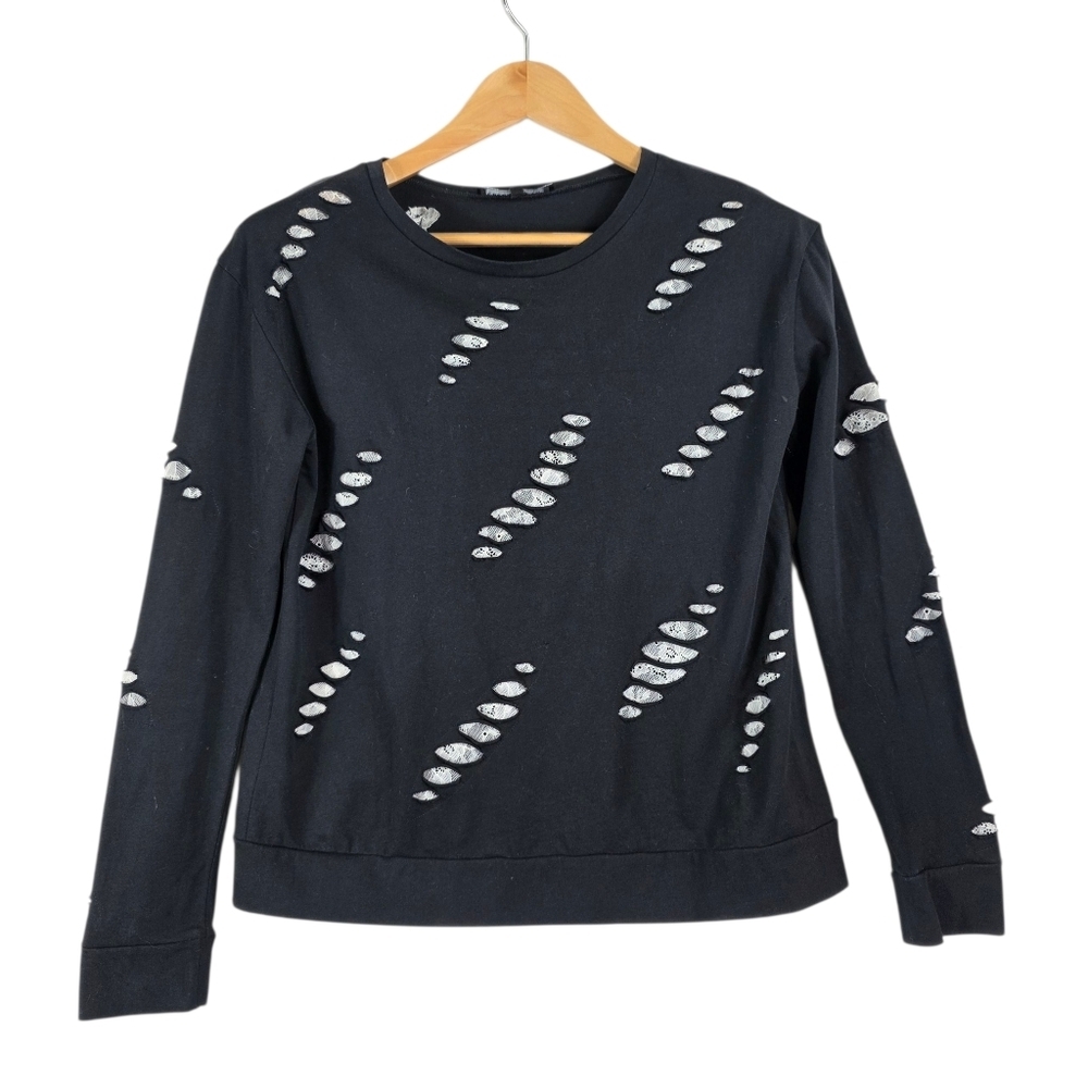 Generation Love Cut out lace patched cotton sweater